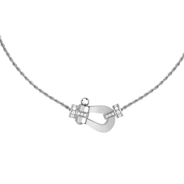 Force 10 Medium White Gold and Half Pav&eacute; Diamond Necklace